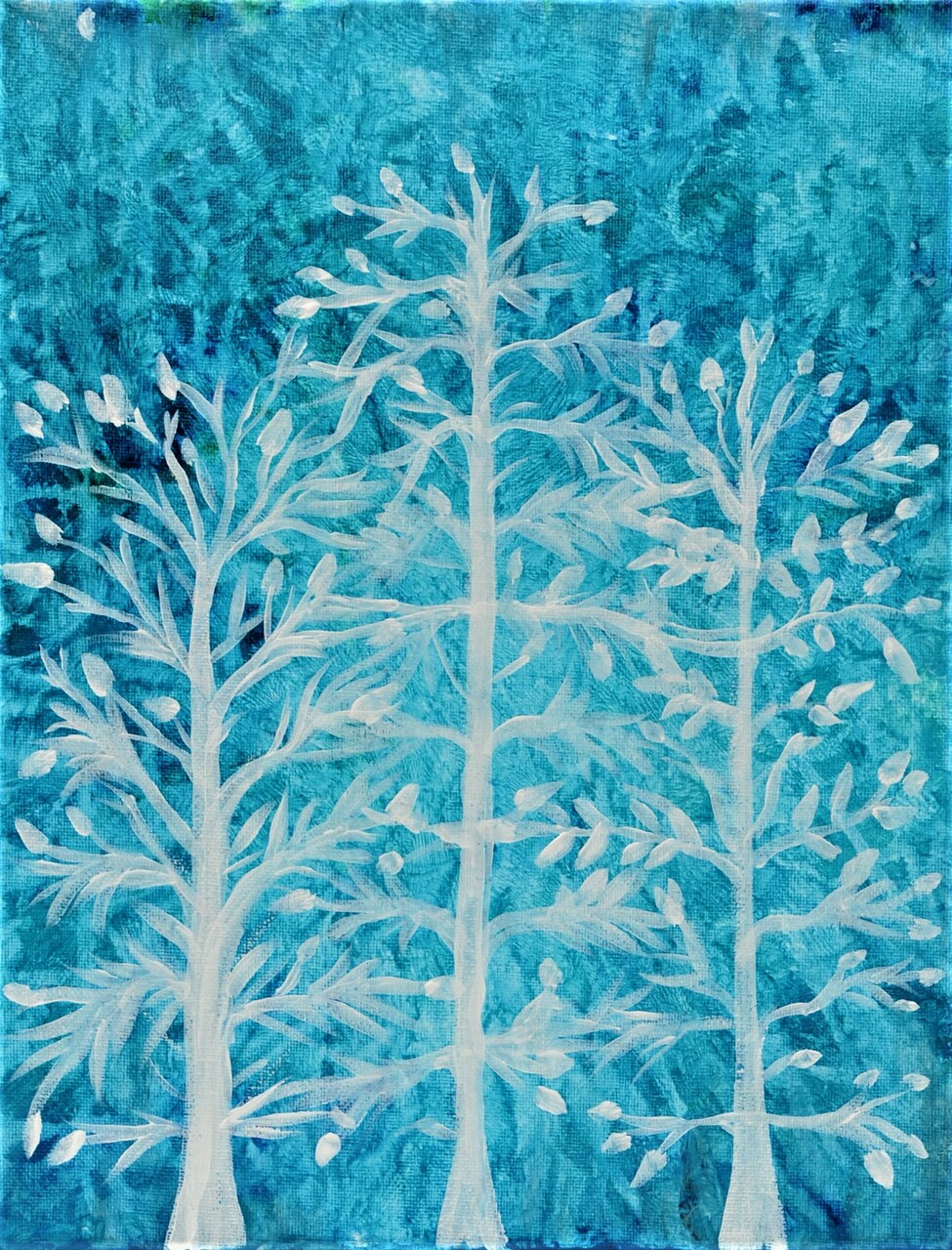 Winter Paint Kit - Sparkling Forest Acrylic Painting Kit & Video Lesson, Christmas DIY, Art Gift Set, Beginner Painting, Paint At Home